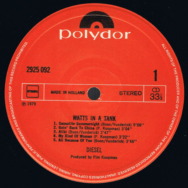 Diesel, Watts In A Tank - LP
