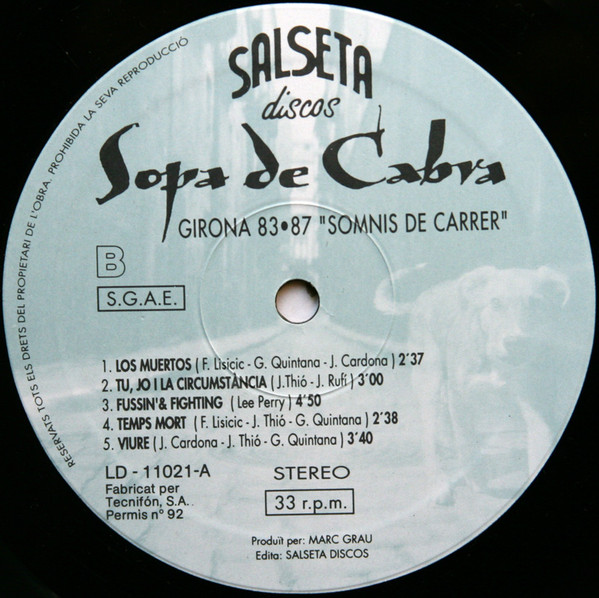 Sopa De Cabra, Girona 83.87 - Somnis De Carrer - LP