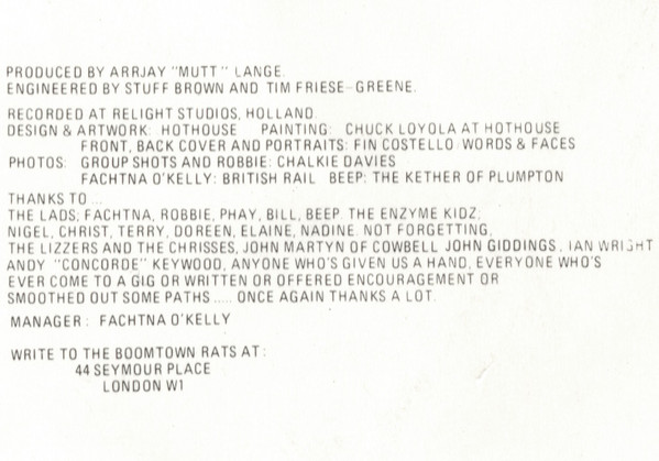 The Boomtown Rats, A Tonic For The Troops - LP