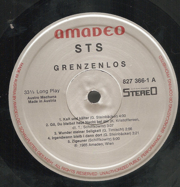 STS, Grenzenlos - LP Album Stereo