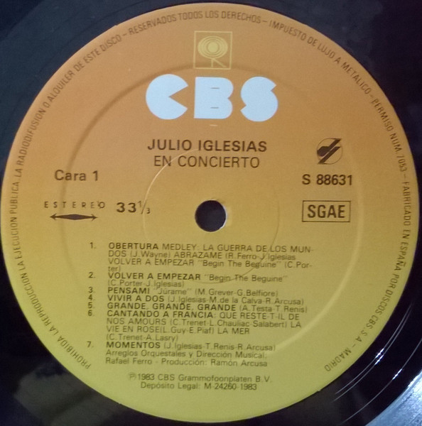 Julio Iglesias, En Concierto - LP