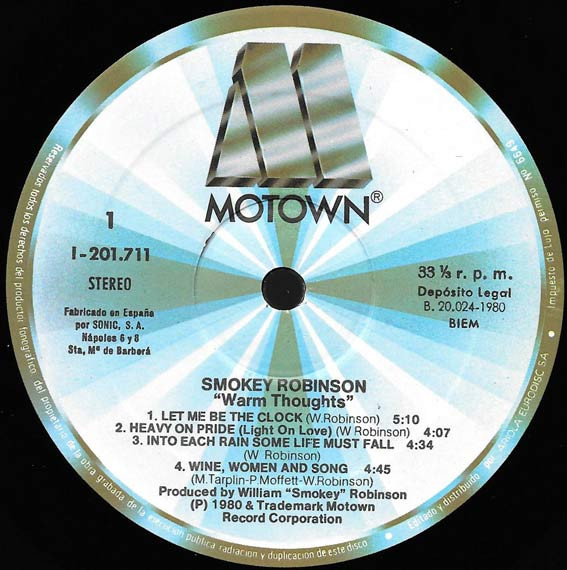 Smokey Robinson, Warm Thoughts - LP