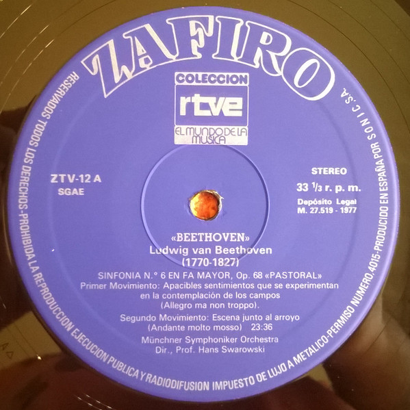 Ludwig van Beethoven, Münchner Symph, Sinfonia N° 6 En Fa Mayor Op. 68 «Pastoral» - LP