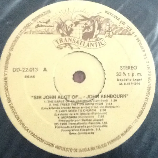 John Renbourn, The Lady And The Unicorn / Sir John Alot Of... - LP