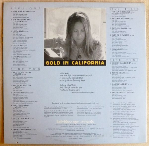 Kate Wolf, Gold In California - LP