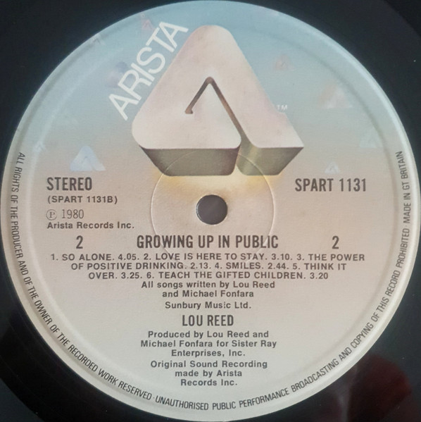 Lou Reed, Growing Up In Public - LP