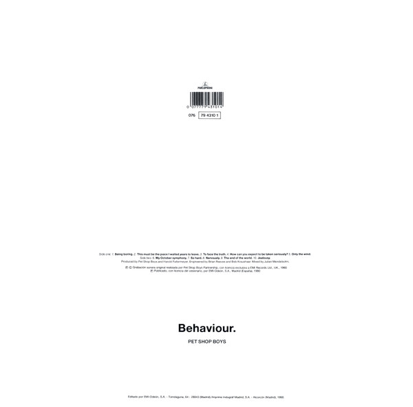 Pet Shop Boys, Behaviour - LP