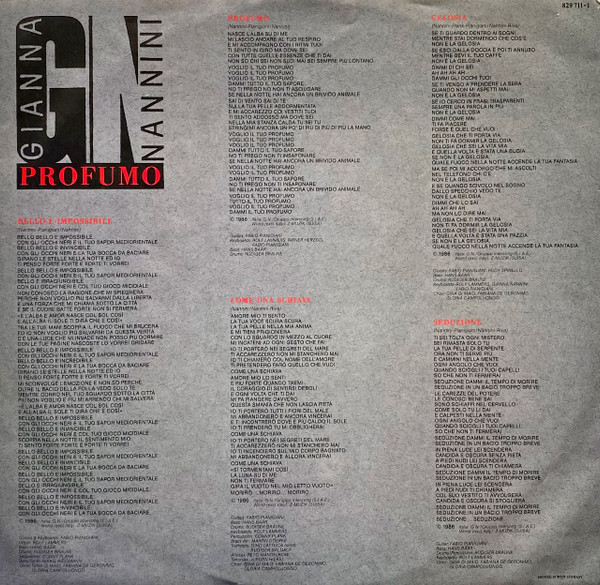 Gianna Nannini, Profumo - LP