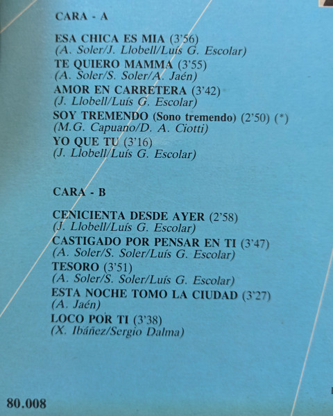 Sergio Dalma, Esa Chica Es Mía - LP