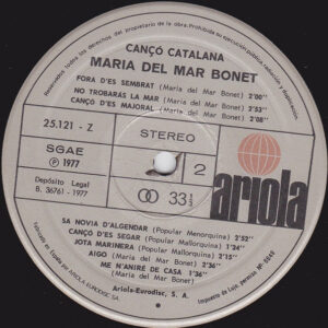 Lluis Llach, Maria Del Mar Bonet, Cançó Catalana - LP: imagen 4
