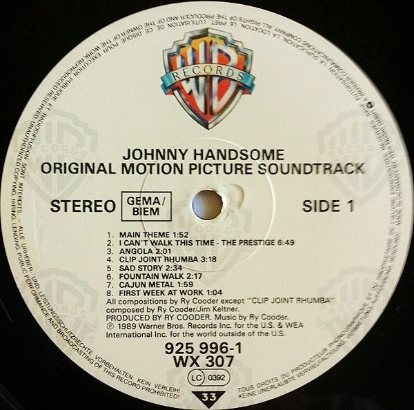 Ry Cooder, Johnny Handsome (Original Motion Picture Soundtrack) - LP