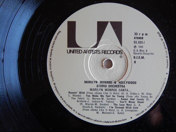 Marilyn Monroe, The Hollywood Studio Orchestra, Marilyn Monroe Canta... - LP