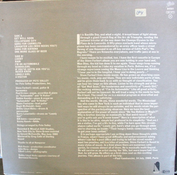 Steve Forbert, Little Stevie Orbit - LP