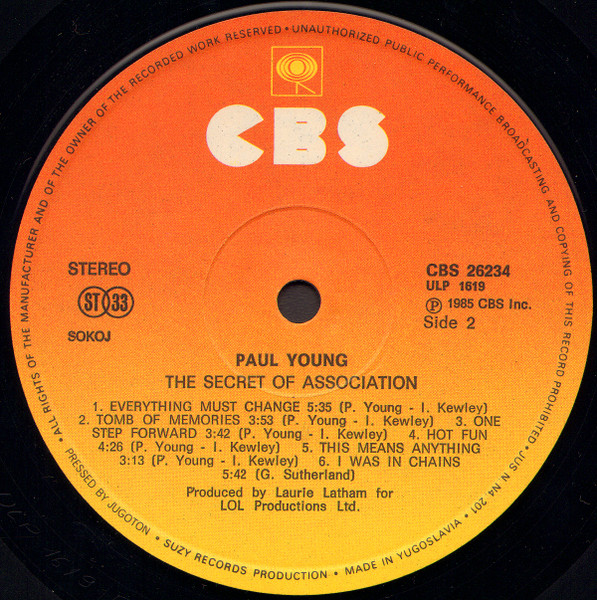 Paul Young, The Secret Of Association - LP