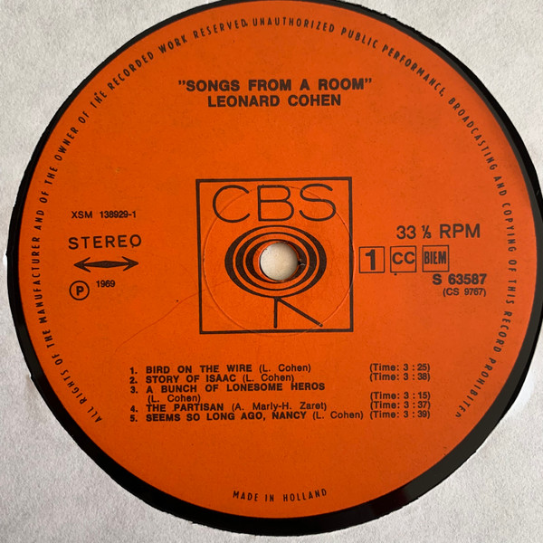 Leonard Cohen, Songs From A Room - LP