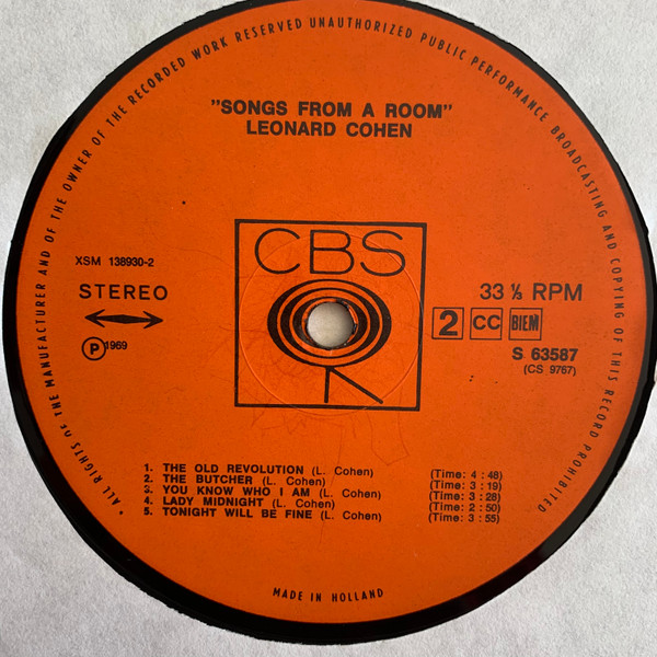 Leonard Cohen, Songs From A Room - LP