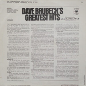 Dave Brubeck, Dave Brubeck's Greatest Hits - LP: imagen 2