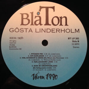 Gösta Linderholm, Våren 1990 - LP: imagen 6