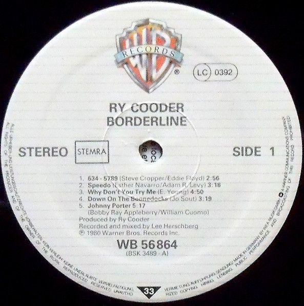 Ry Cooder, Borderline - LP