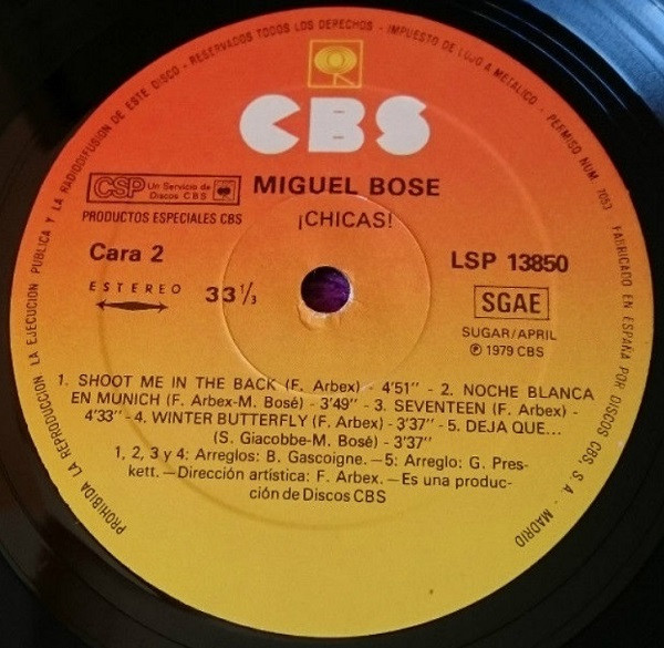 Miguel Bosé, Chicas - LP