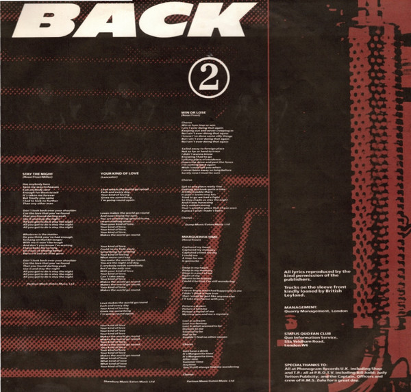 Status Quo, Back To Back - LP