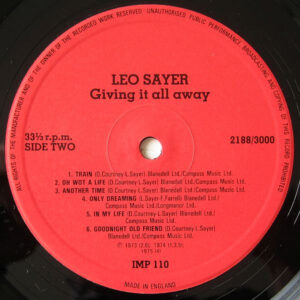 Leo Sayer, Giving It All Away - LP: imagen 4