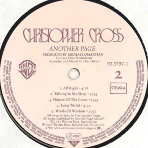 Christopher Cross, Another Page - LP: imagen 4