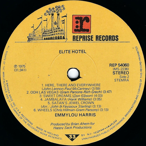Emmylou Harris, Elite Hotel - LP