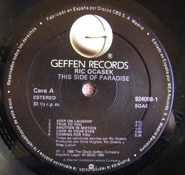 Ric Ocasek, This Side Of Paradise - LP