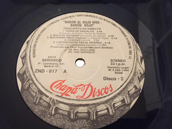 Barón Rojo, Baron Al Rojo Vivo - LP