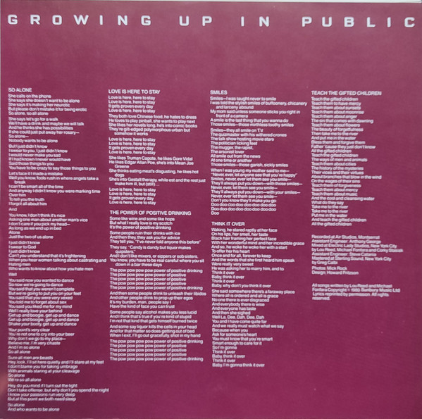 Lou Reed, Growing Up In Public - LP