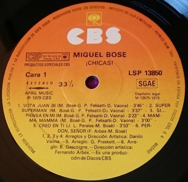 Miguel Bosé, Chicas - LP