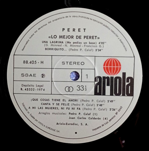 Peret, Lo Mejor De Peret - LP