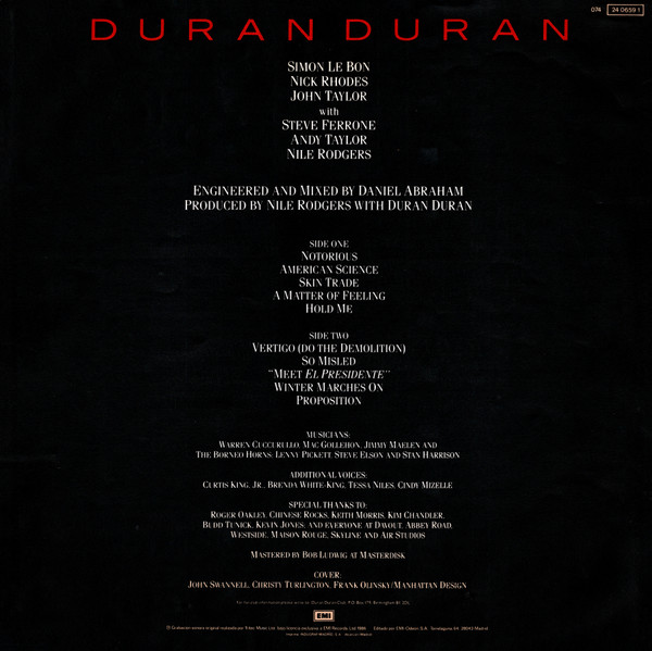 Duran Duran, Notorious - LP