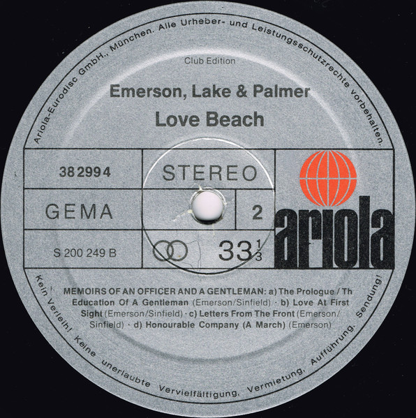 Emerson, Lake & Palmer, Love Beach - LP