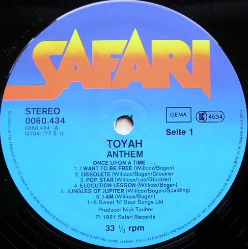 Toyah, Anthem - LP Album Stereo
