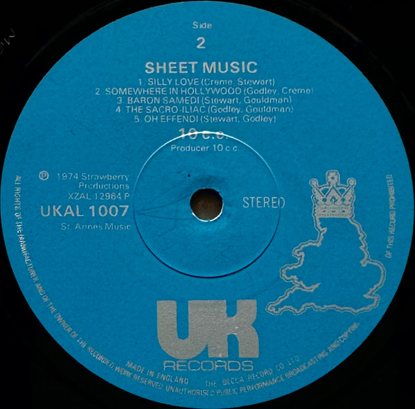 10cc, Sheet Music - LP