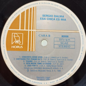 Sergio Dalma, Esa Chica Es Mía - LP: imagen 4