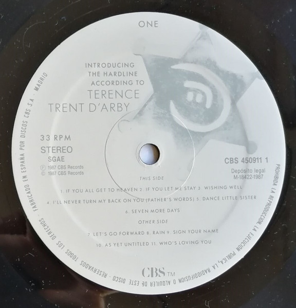 Terence Trent D'Arby, Introducing The Hardline According To Terence Trent D'Arby - LP