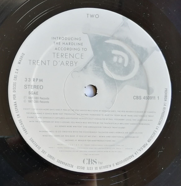 Terence Trent D'Arby, Introducing The Hardline According To Terence Trent D'Arby - LP