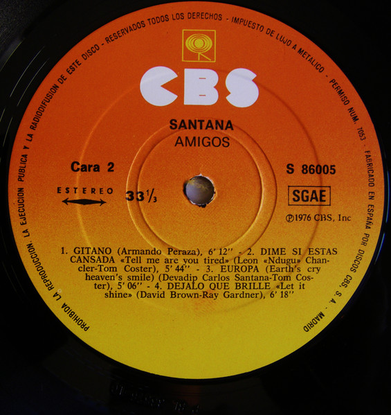 Santana, Amigos - LP Album Stereo