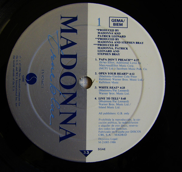 Madonna, True Blue - LP