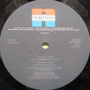 Sido Martens, Pisces - LP: imagen 3