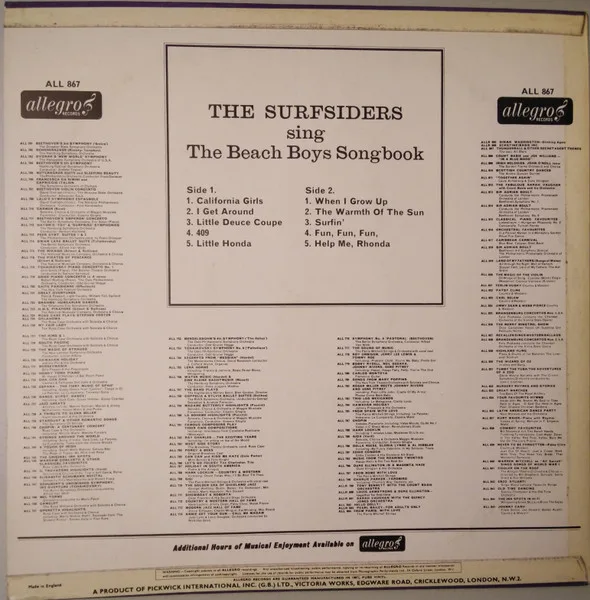 Vinilo: The Surfsiders, The Surfsiders Sing The Beach Boys Songbook - LP