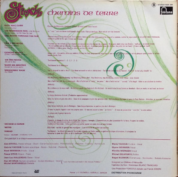 Alan Stivell, Chemins De Terre - LP