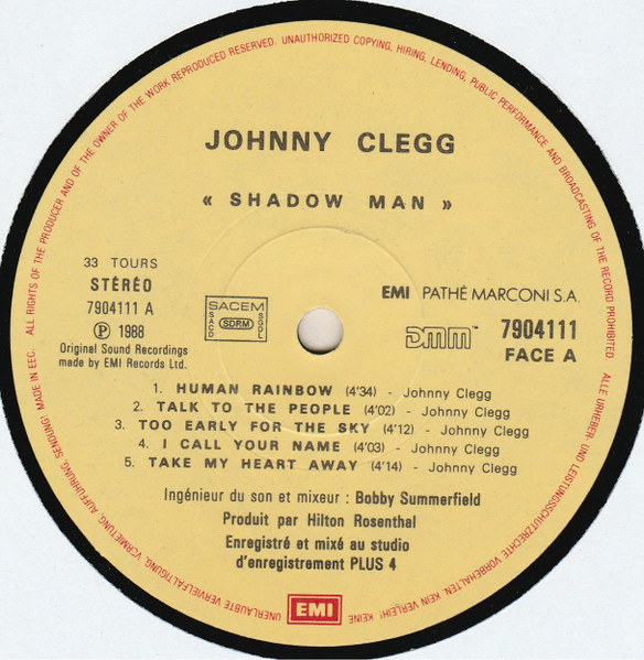 Johnny Clegg & Savuka, Shadow Man - LP