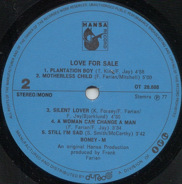 Boney M., Love For Sale - LP