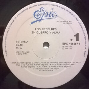 Los Rebeldes, En Cuerpo Y Alma - LP: imagen 3