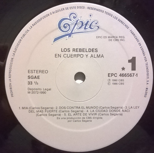 Los Rebeldes, En Cuerpo Y Alma - LP