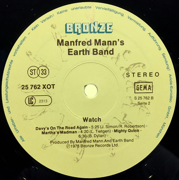 Manfred Mann's Earth Band, Watch - LP